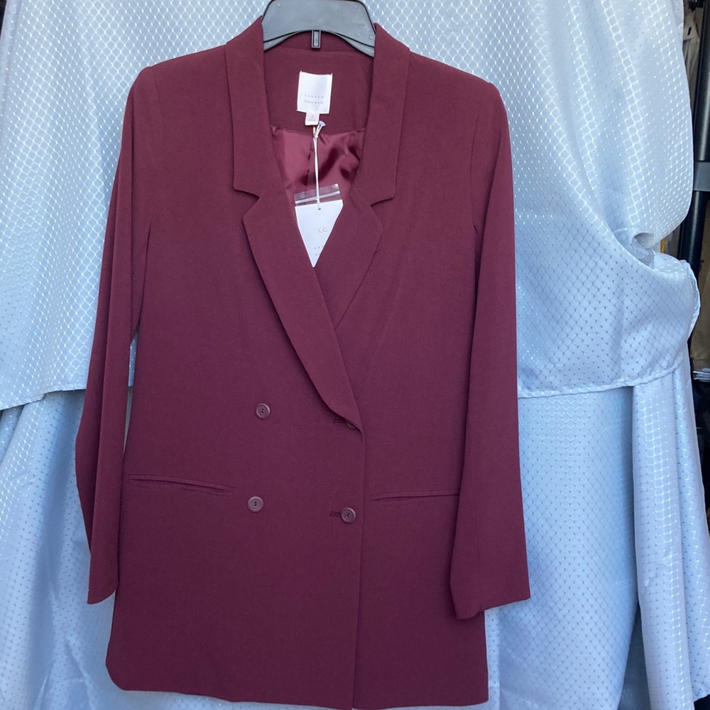 Lauren Conrad blazer office jacket longer length shoulder pads business casual 2 - Picture 6 of 17